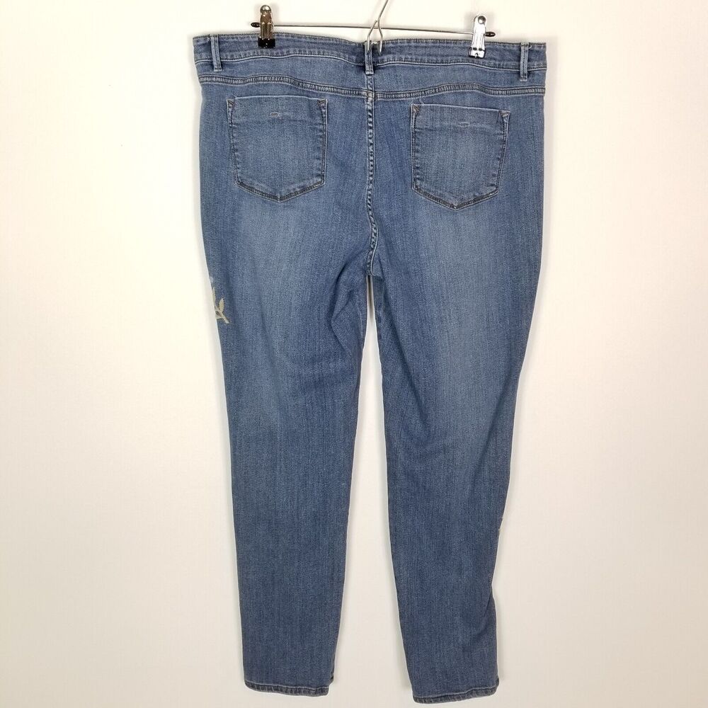 J.Jill Women Weekender Straight Leg Embroidered Denim Jeans Sz 18 Blue - Picture 4 of 7